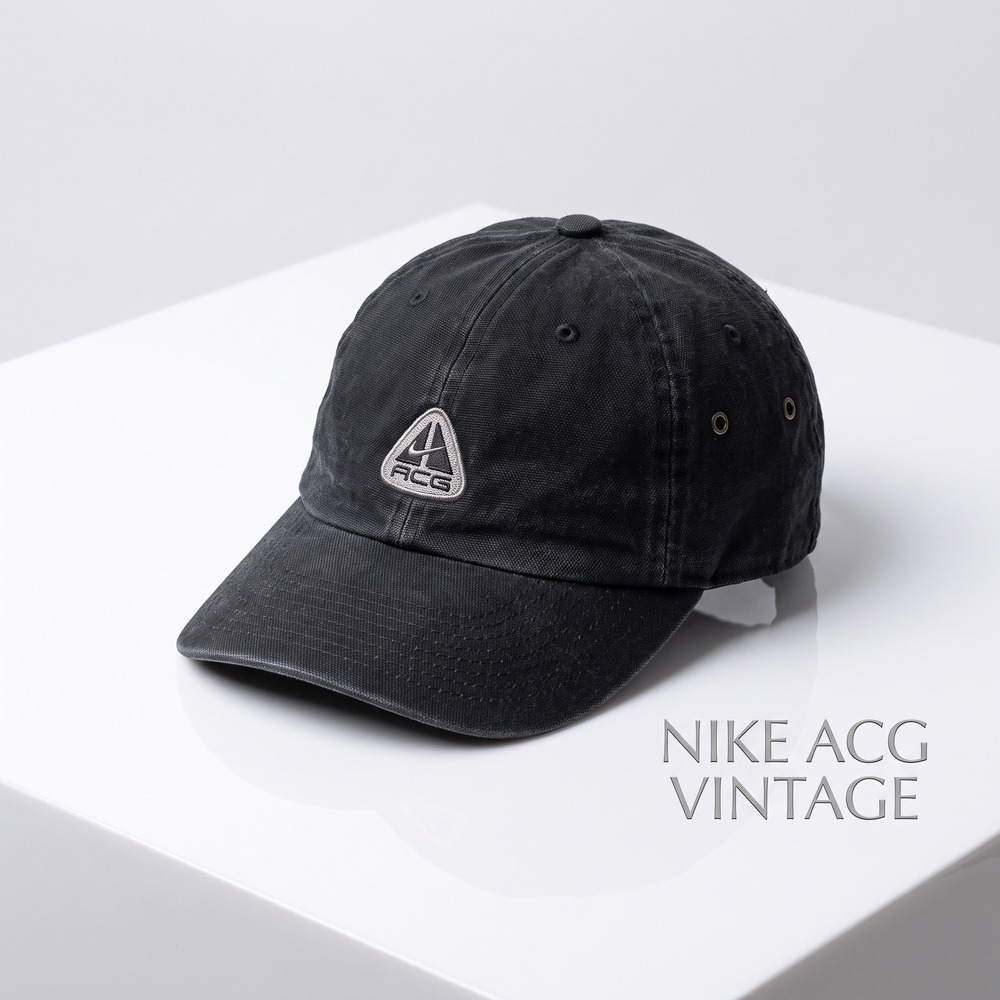 Vintage Nike ACG Black Cotton Canvas Hat Made in USA 7 3/8 Baseball Cap